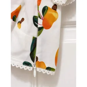 FARM Rio Cashew Fruit Print Twist Front Crop Top Flutter Sleeve Lace Trim Size S thumbnail 3