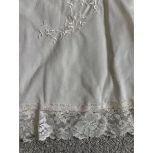 Vintage 80s Half Slip Skirt Medium Ivory Lace Floral Embroidered Lingerie Retro thumbnail 4