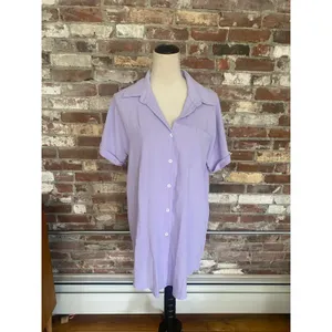 Bsubseach Button Down Violet Shirt Beach Cover Up Size S Purple thumbnail 3