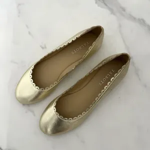 Talbots Penelope Gold Metallic Leather Scalloped Ballet Flats Size 7 Preppy chic thumbnail 2