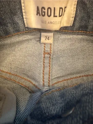 AGOLDE Riley High-Rise Straight Distressed Jeans Wash Medium Size 24 EUC thumbnail 4