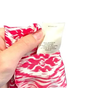 Anthropologie Maeve Ikat Shirt Dress‎ Mini Tie Belt Print Pink White Size XS thumbnail 10