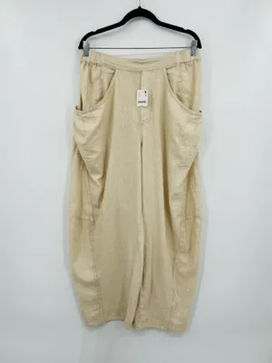 🆕 NWT Free People High Road Barrel Pants Linen Boho Wide-Leg Pockets Tan Large thumbnail 13