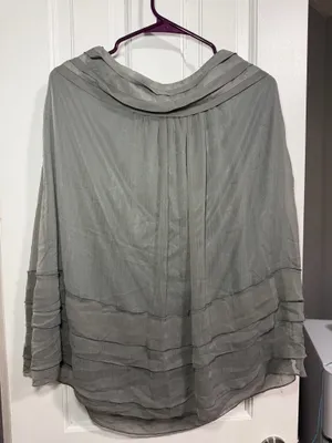Downeast Basics Sage Green Sheer Tiered Skirt Size XL. thumbnail 2