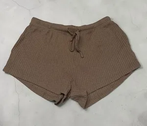 Ekouaer Brown Waffle‎ Knit Lounge Shorts with Drawstring thumbnail 1