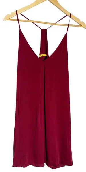 Alice + Olivia Red Sleeveless V-Neck Racerback Silk Cami Mini Dress Size ? thumbnail 1