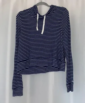 Hollister Navy Striped Hooded Long Sleeve thumbnail 1