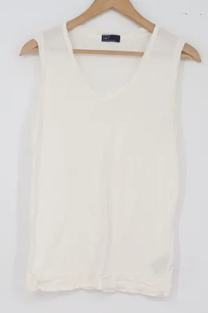 GAP Tank Top Women M White Scoop Neck Sleeveless Viscose Basic Excellent thumbnail 1