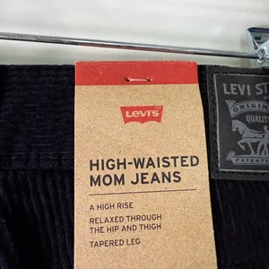 NWT Women's Levis High Waisted Mom Jean Black Corduroy Relaxed Tapered Fit 30x30 thumbnail 6