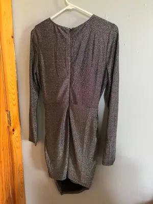 Gilli Asymmetrical Silver Sparkle Bodycon Dress Size M thumbnail 4