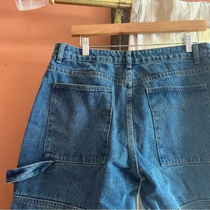 Edikted Jaimie Cargo Jeans Baggy Fit Pockets Low Waist Blue Denim Y2K NEW Size L thumbnail 9