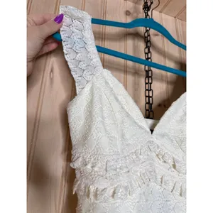 NWT Lulus Melosa Ivory Textured Ruffled Mini Dress Party Night Out Resort Sze XS thumbnail 5