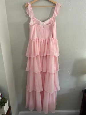 NWT JJs House Josseline Petal Pink Tiered Ruffle Chiffon Dress Bridesmaid Formal thumbnail 6