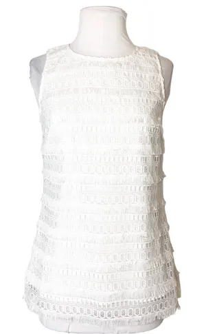 Sail to sable white fringe eyelet tank top sz XS‎ thumbnail 1