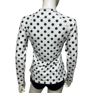 DACI Women QuarterZip Performance Pullover Polka Dot Long Sleeve Swim Top Medium thumbnail 2