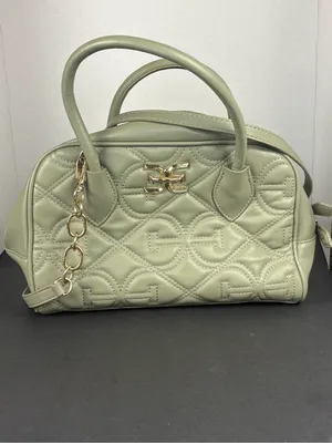 Sam Edelman Purse Bag Sage Green Quilted Faux Leather Satchel thumbnail 13