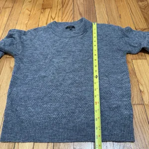 Quince Baby Alpaca-Wool‎ Diamond Stitch Crew Sweater in Charcoal Gray Size XS thumbnail 8