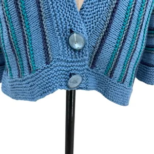 Storybook Knits Jazzy Weave Shrug Sweater Blue Striped Knit Cardigan Size‎ Large thumbnail 4