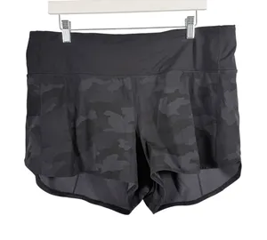 Lululemon Speed Up Short Long 4" Camo Deep Coal Black Athletic Gym Womens 14 thumbnail 1