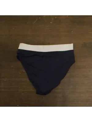 Lauren Ralph Lauren Bel Air Banded High Waist Bikini Bottom Blue / White 10 thumbnail 2