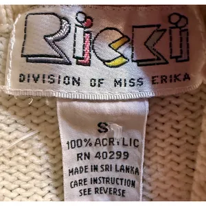 Vintage Ricki Mock Neck Sweater Women Small White Knit Ribbed‎ Turtleneck thumbnail 5