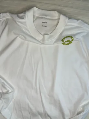 Maeve White Boxy Crop Tee with Lime Green Emblem 100% Cotton thumbnail 12