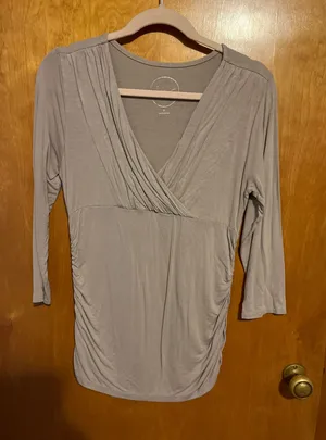INC Ruched V-Neck Top thumbnail 1