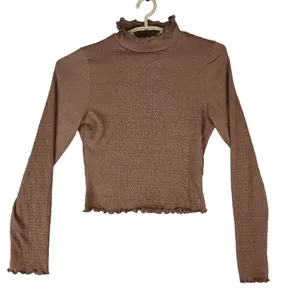 Altar'd State Crop Top Long Sleeve Size Large Burnt‎ Orange Shirred Fabric thumbnail 1