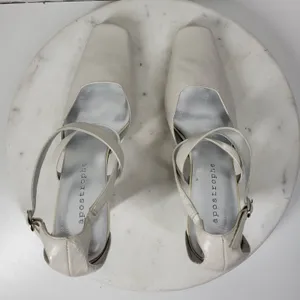 Apostrophe Cate Heels Womens 7.5 White Leather Square Toe Bridal‎ Wedding Party thumbnail 8