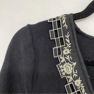 Anthropologie Field Flower Black Short Sleeve Lace Trim Sweater Womens S Y2K thumbnail 5