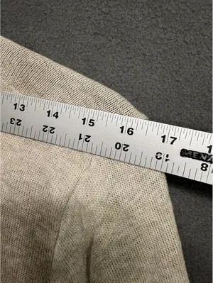Dressbarn Petite L Beige Crochet Open Front Cardigan thumbnail 6