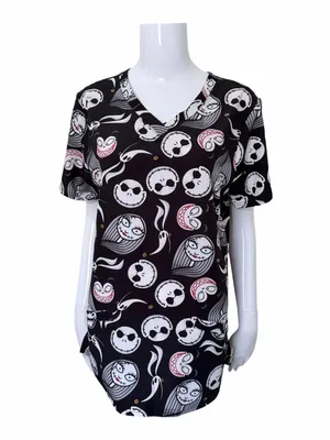 Nightmare Before Christmas Short Sleeve Scrub Top Size Medium Jack Skellington thumbnail 3