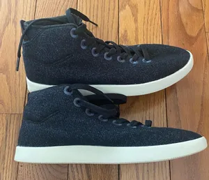 Women's Allbirds WPM Wool Piper Mids Black White 7-Eye Sneakers Size‎ 9 thumbnail 1