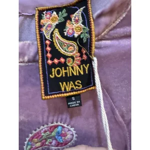 Johnny Was Velvet Flutter Sleeve Raglan Karime Embroidered‎ Dress Lavender thumbnail 7