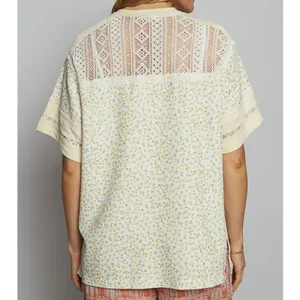 POL Number Floral Crochet Button Detail Half Sleeve Top thumbnail 10