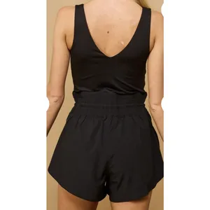 Anwnd Black Drawstring‎ Waist Scoop Neck Romper Women's Size Large Sporty thumbnail 3