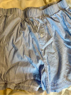 Striped Blue & White Cotton Boxer Shorts thumbnail 1