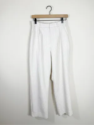 Abercrombie and Fitch SHORT Sloane Tailored Pant Trousers White Pinstripe 27/4 thumbnail 4