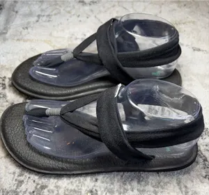 Sanuk Sandals Womens 8 Yoga Sling 2 Slingback Flip Flops SWS10001 Black Fabric thumbnail 1