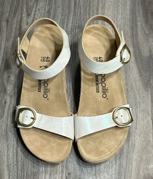 Birkenstock Papillio Cream Ankle-Strap Wedge Sandals thumbnail 1
