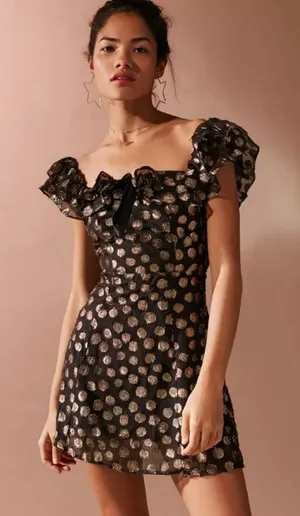 For Love & Lemons Lottie Ruffle Mini Dress Polka Dot size XS New thumbnail 1