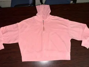 Aerie Pink Quarter Zip Cropped Oversized Hoodie Size Medium thumbnail 1