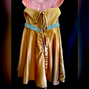 Changuan Women Short Satin Halter Corset Back Beaded Prom Dress Burnt Orange 14 thumbnail 3