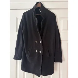 Free People Black Boucle Double‎ Breasted Cardigan Jacket Shawl Collar Womens S thumbnail 3
