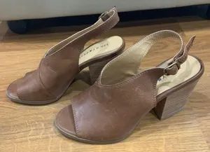 Lucky Brand Brown Leather Open Toe Sling Back thumbnail 2