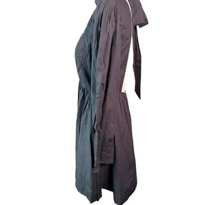 Happy x Nature NWT M Black Embroidered Cotton Open Back Tie Mini Dress Pockets thumbnail 6