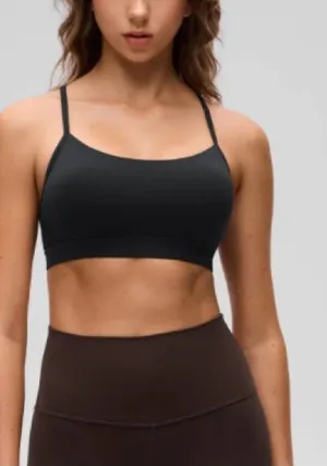 CRZ YOGA Butterluxe Y Back Spaghetti Thin Strap Sports Bra, Black, XS, NEW thumbnail 1