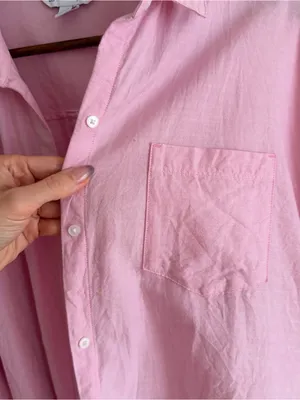 Old Navy The Boyfriend Shirt Pastel Pink Oversized Button Down Long Sleeve Large thumbnail 3