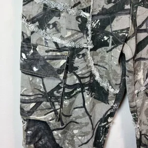 Made Extreme Jungle Camo Cargo Jeans Gray Green Loose Straight Streetwear 33x30" thumbnail 6
