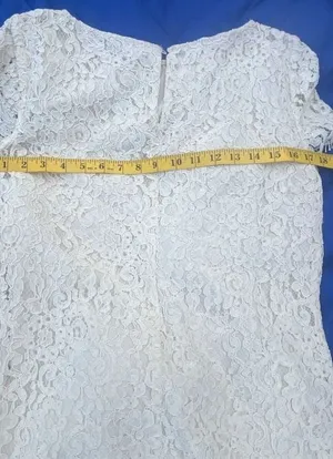 Zara Woman White Lace Short Sleeve Shift Dress Size M thumbnail 8